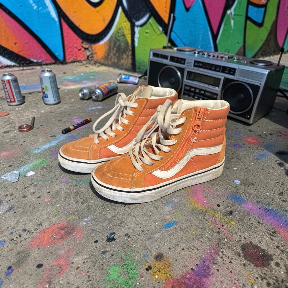 Vans Kids High-Top Sneakers - Orange and White